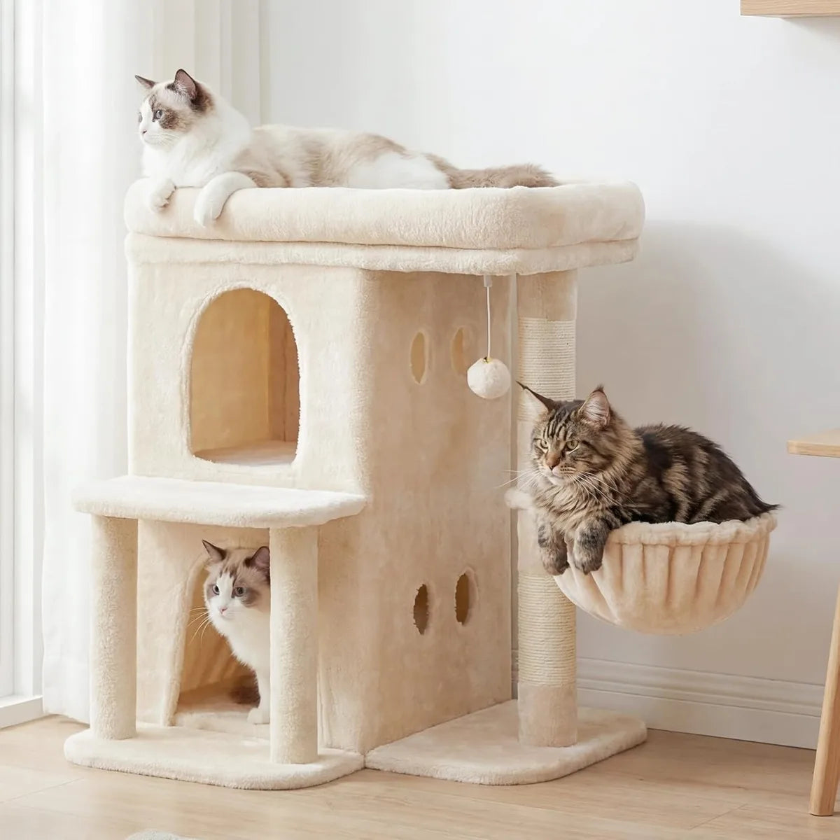 NBVCX Cat Tree With Large Perch And Dual Condos Indoor