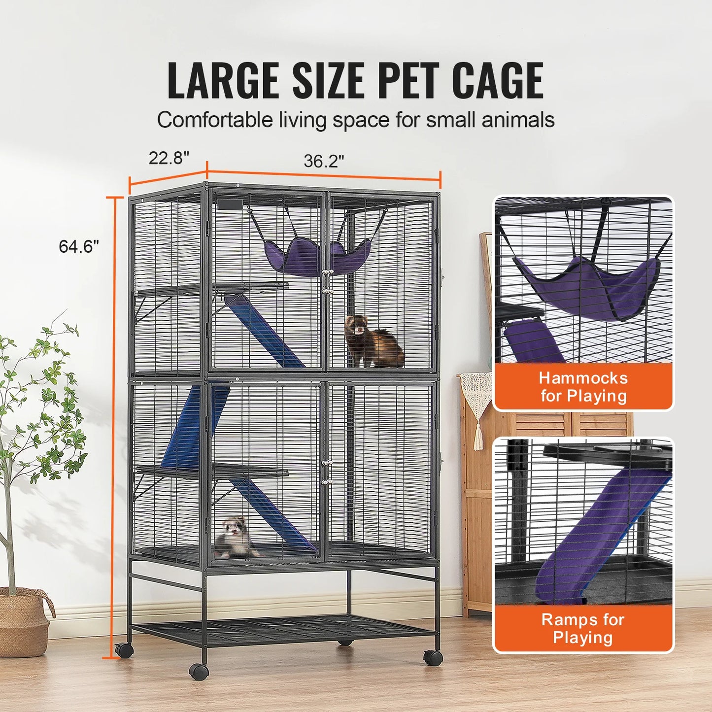 SucceBuy Rolling Metal Ferret Cage Four Tier Critter Nation Cage