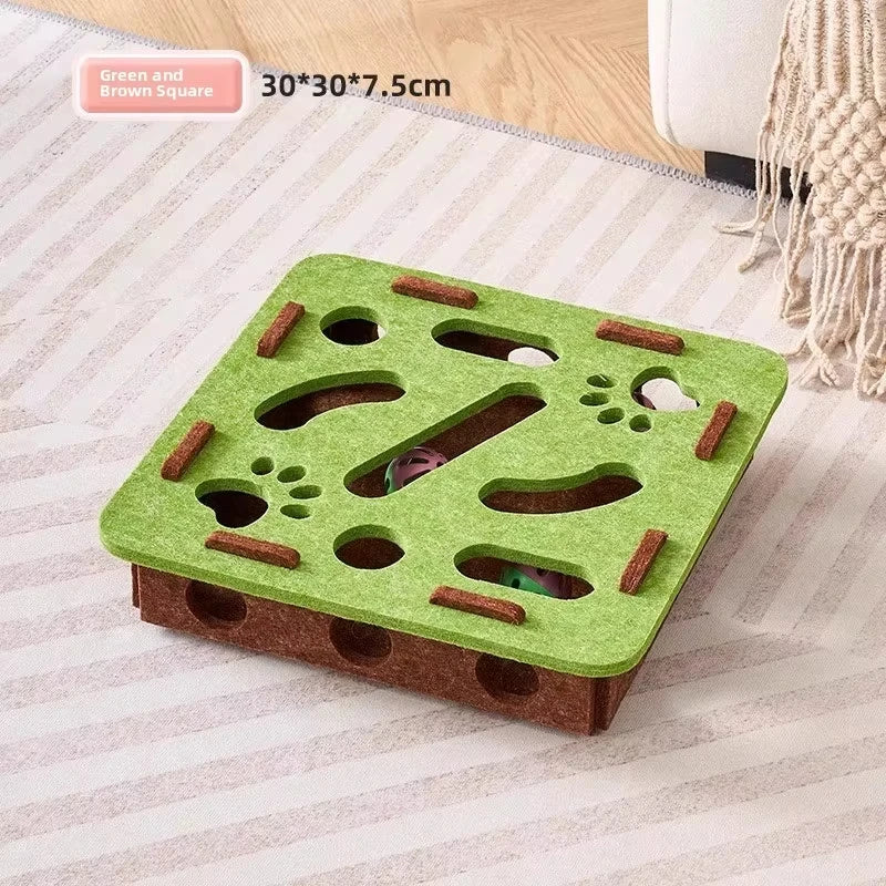 Cat Puzzle Toy Interactive Felt Box With Ball