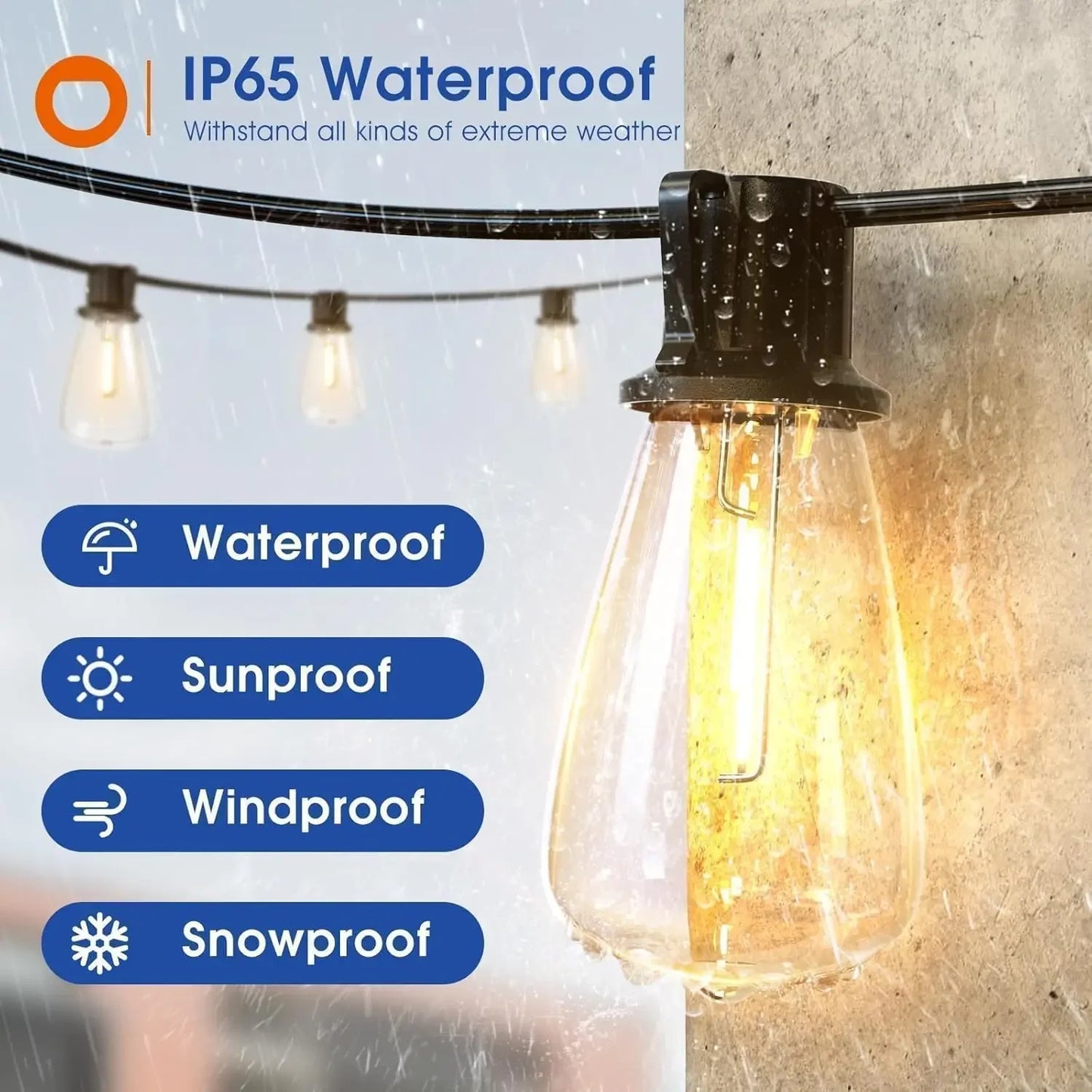 MIMIRGB LED Outdoor String Lights Dimmable Waterproof Shatterproof