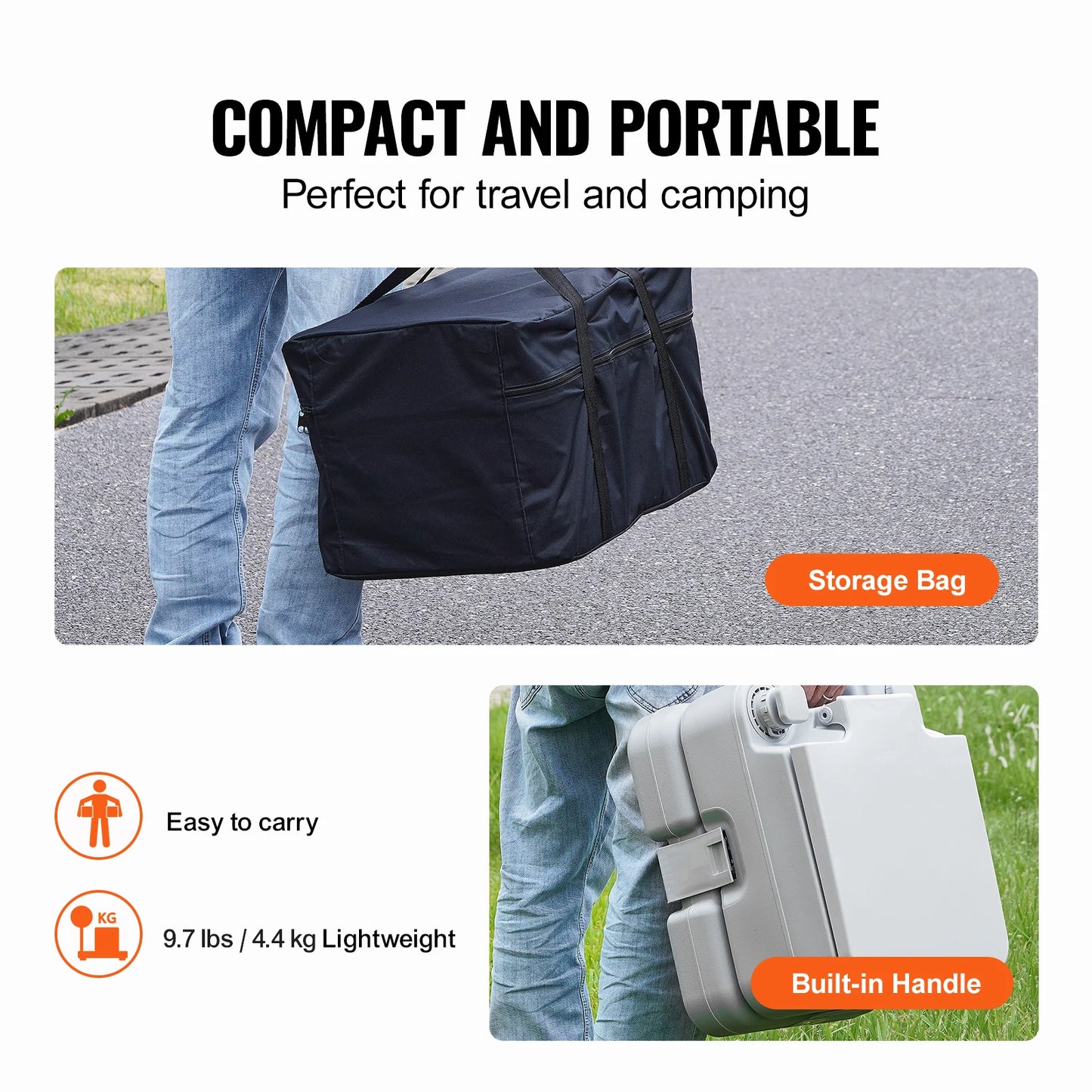 SucceBuy Portable Camping Toilet With Push-Button Pressurized Flush Odourless