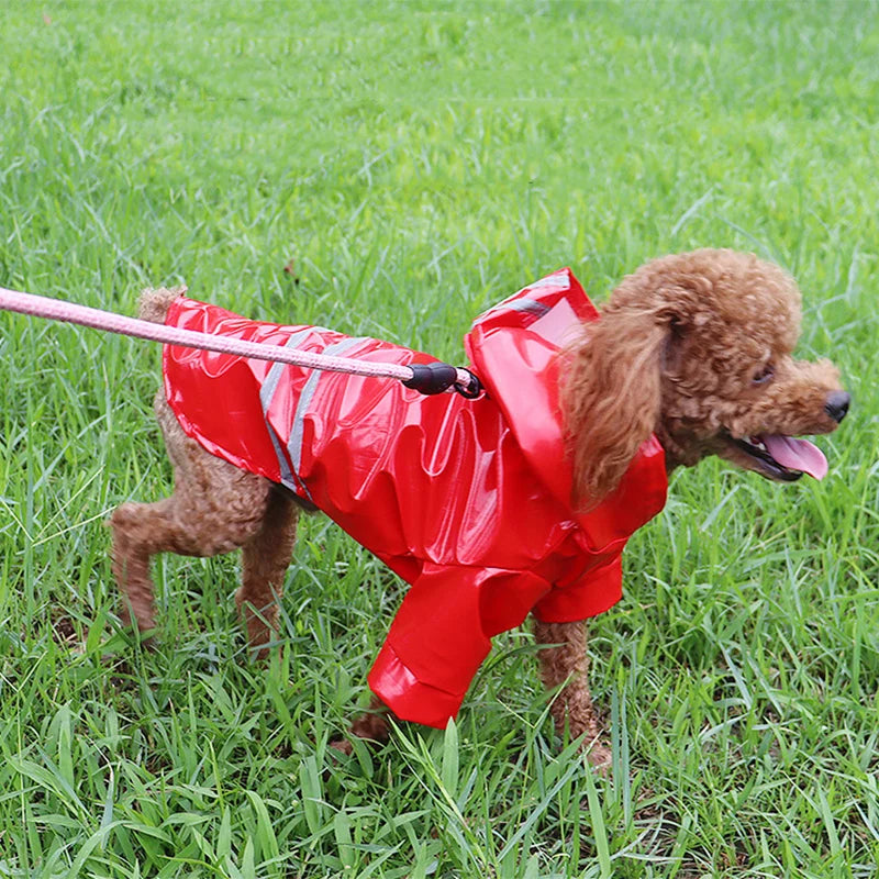 PU Waterproof Reflective Hoody Raincoat For Dogs And Cats