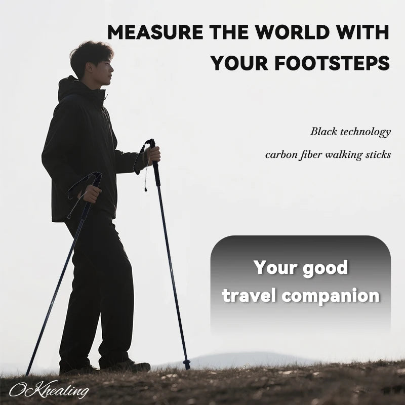 OKHEALING Ultralight Carbon Fiber Foldable Trekking Poles