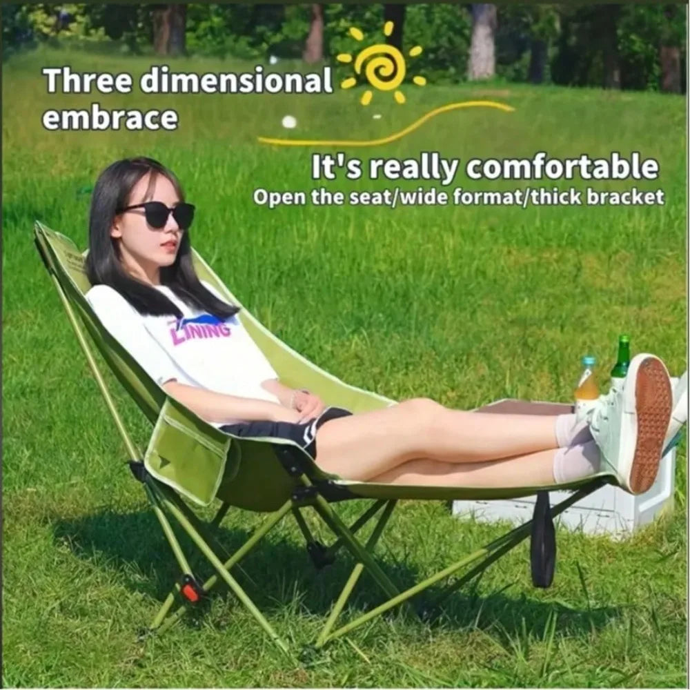 3-Position Adjustable Outdoor Folding Chair - Portable Camping & Beach Lounge Chair With 3-Level Reclining Positions, Lightweigh