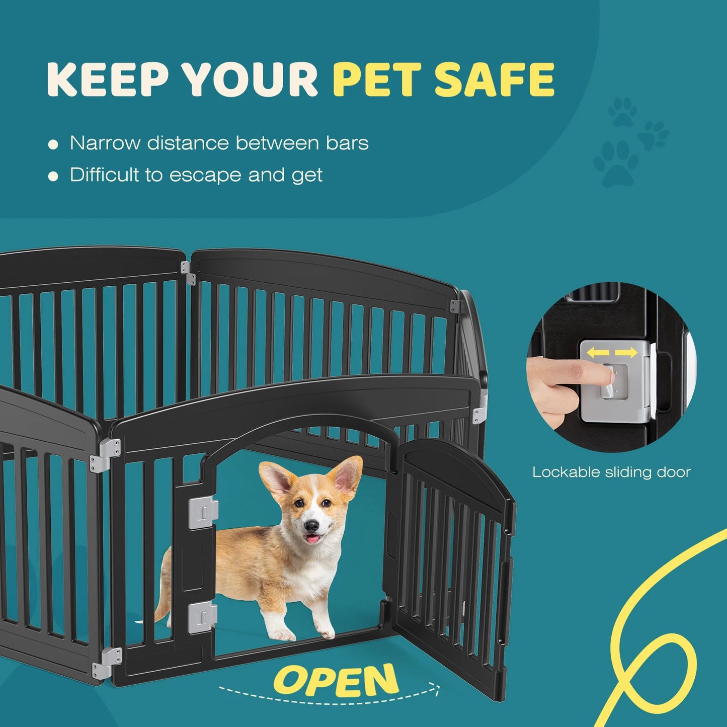 JHK Plastic Dog Playpen Expandable Indoor Outdoor Folding Fence