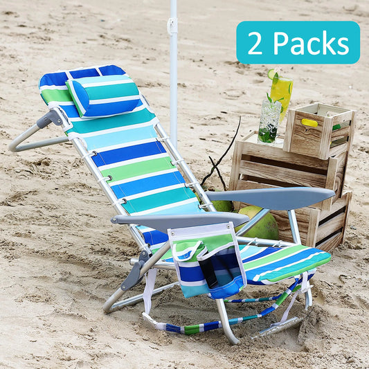 HiMISS Set Of 2 Outdoor Folding Chairs With Cup Holders