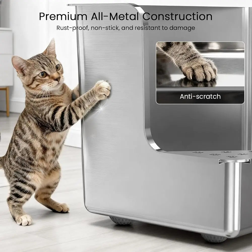 Stainless Steel Litter Box With Wheels