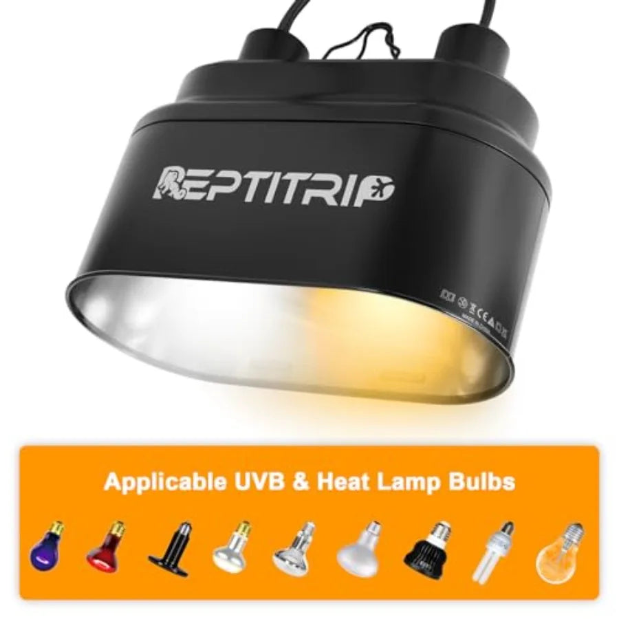 Dual Reptile Light Fixture With Switches UVB Bulb Compatibility