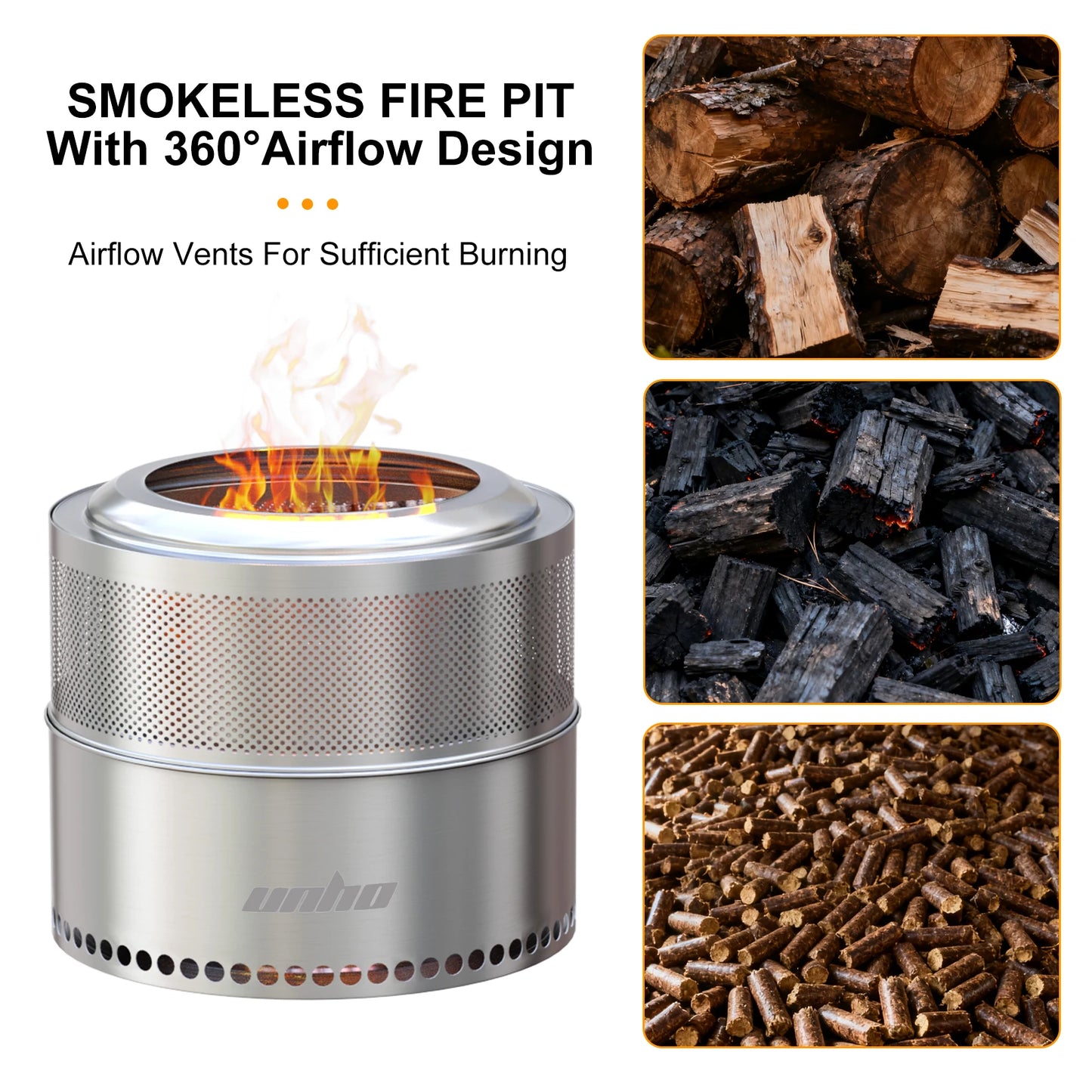 Wood Burning Firepit Stainless Steel Smokeless Carry Bag