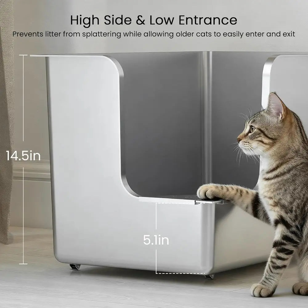 Stainless Steel Litter Box With Wheels