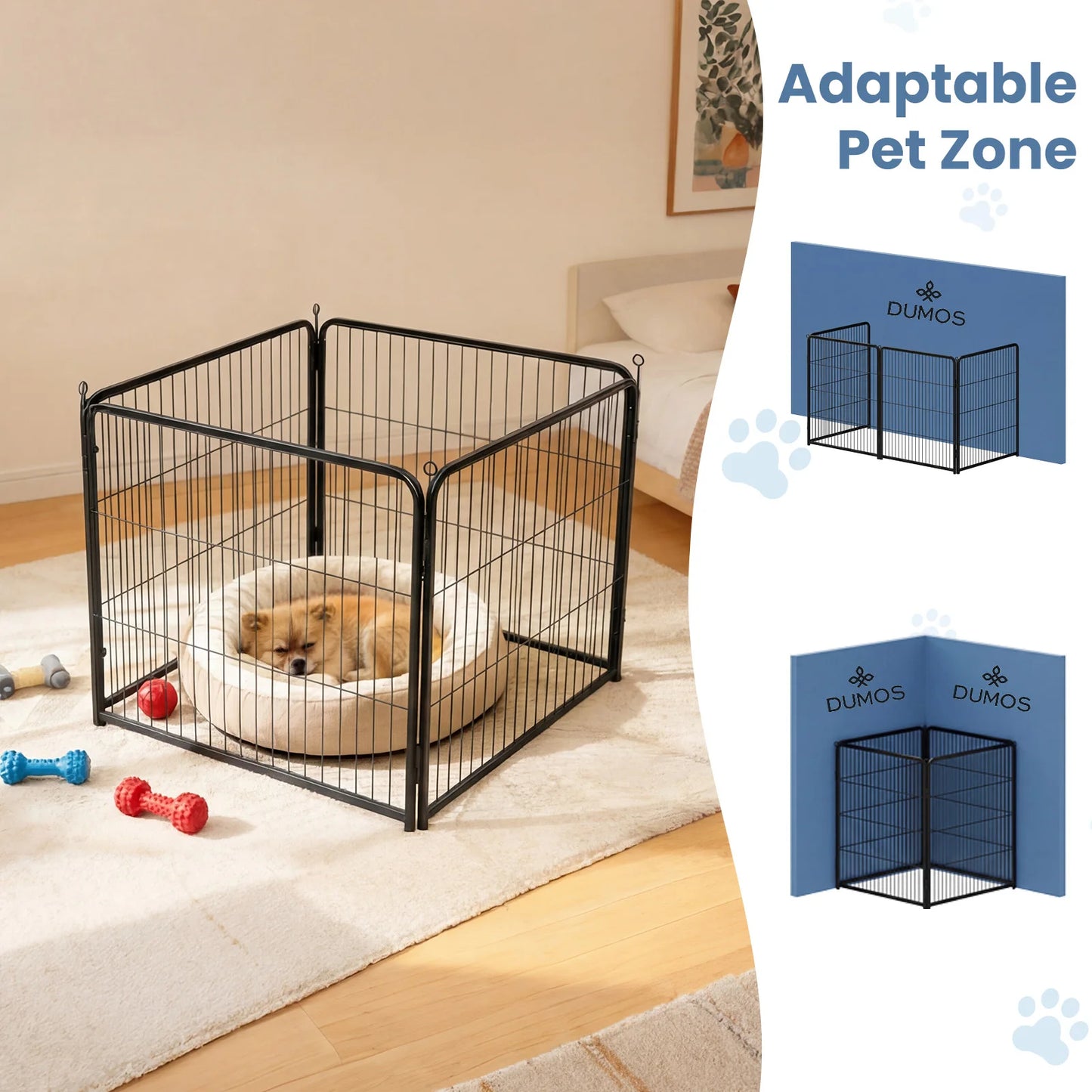 JHK Foldable Metal Dog Playpen For Indoor Outdoor Use