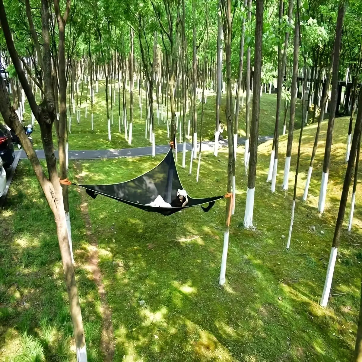 Heavy-Duty Triangle Hammock, 440 LBS/200 KG Weight Capacity, Oversized 110.24 Inch Portable Outdoor Swing Bed With Storage Bag &