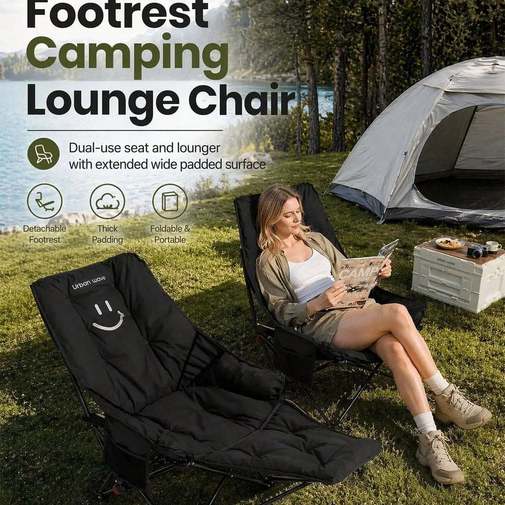 2-In-1 Reclining Camping Chair With Footrest For Adults