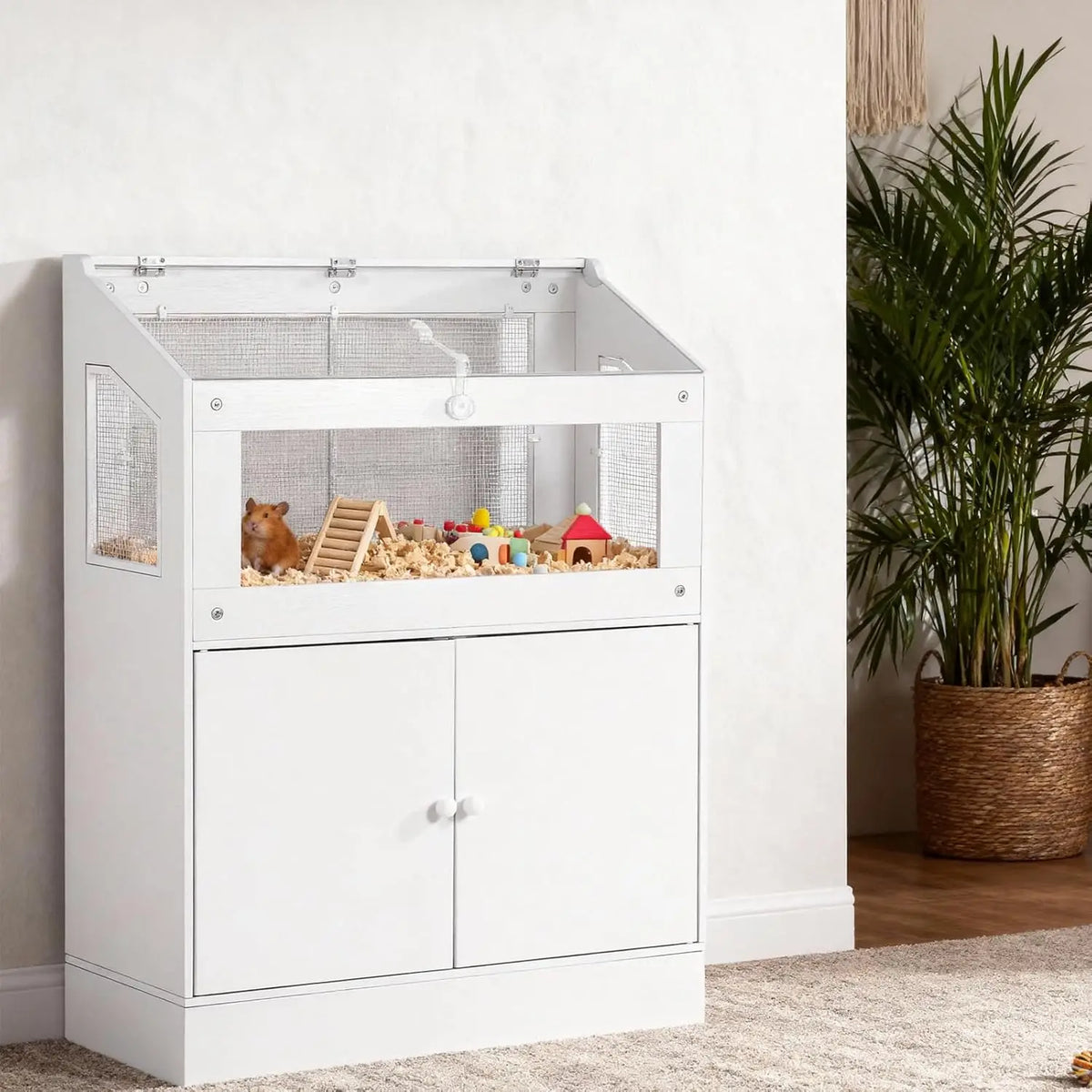 HiMISS Acrylic Small Animal Cage With Storage Cabinet And Ventilation
