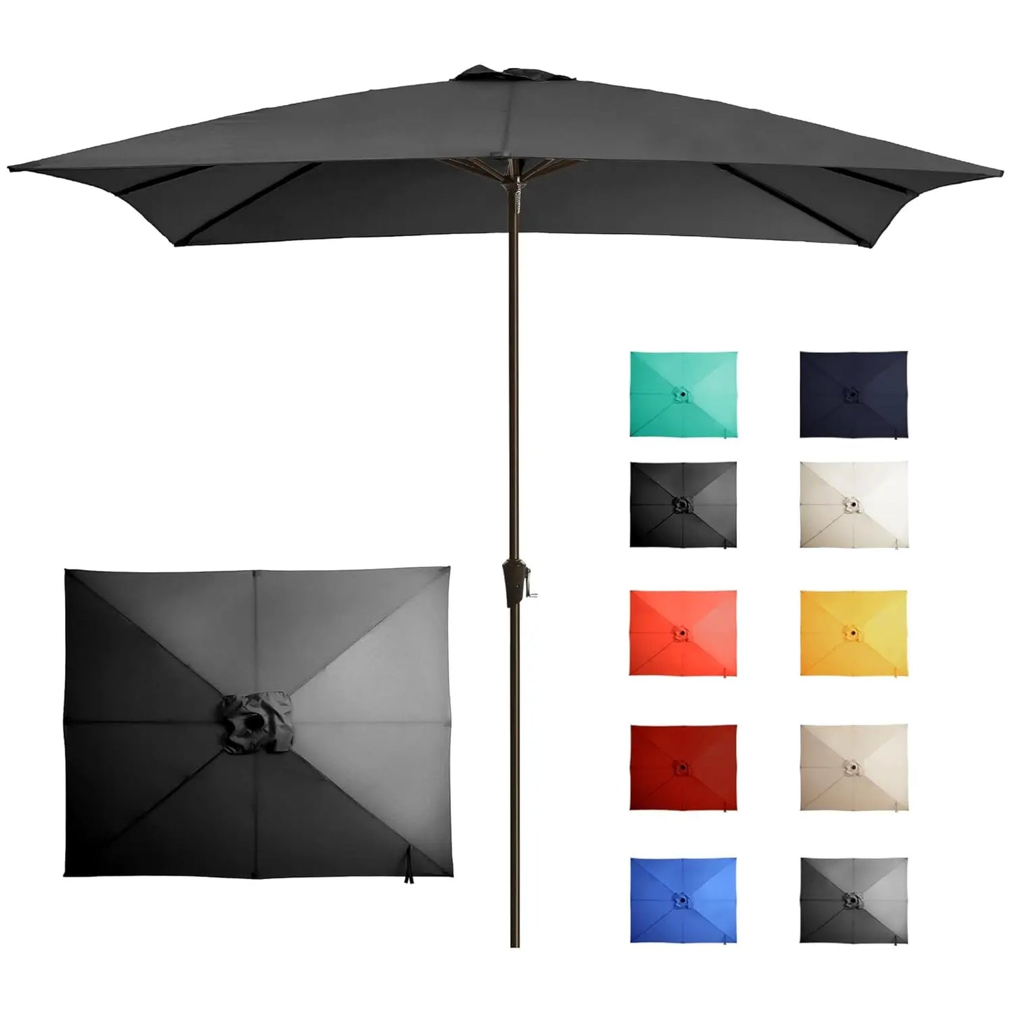 8x10FT Large Rectangular Patio Umbrella Outdoor Table Umbrella w/Crank Rectangle Market Umbrella UV Protection for, Customized