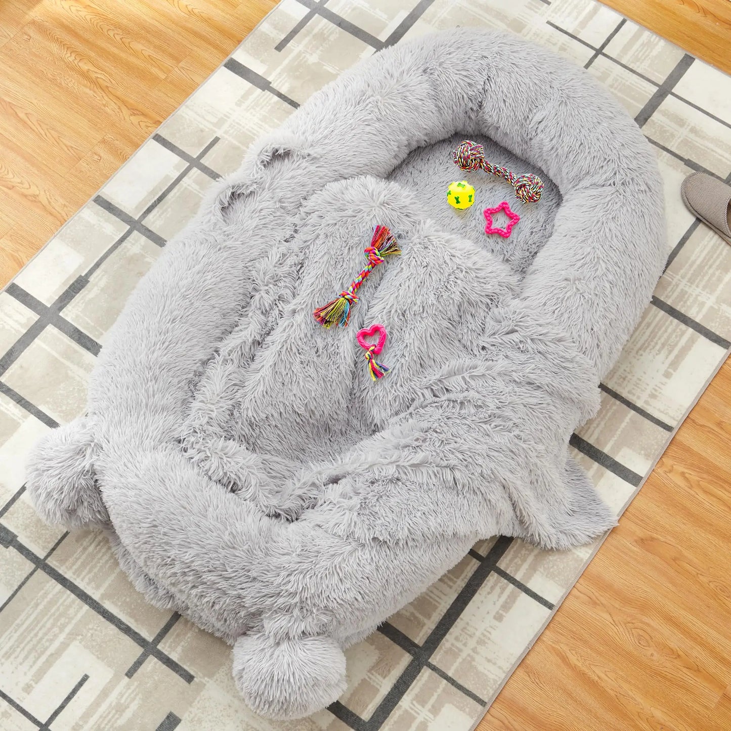 HiMISSCN Dog Bed For Adults And Pets With Removable Washable Cover And Blanket