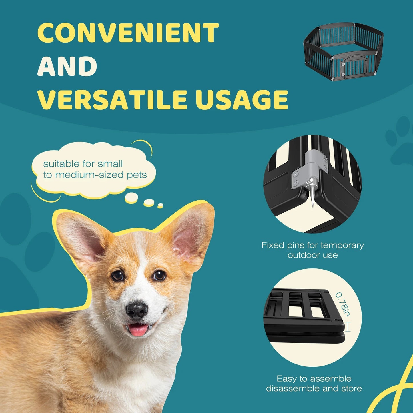 JHK Plastic Dog Playpen Expandable Indoor Outdoor Folding Fence