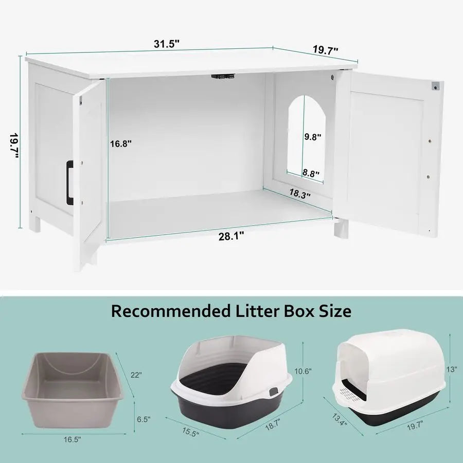 Wooden Cat Litter Box Enclosure With Barn Door Washroom