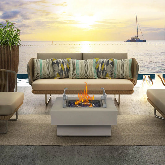 Outdoor Gas Fire Pit Table For Patio With Lid Cover