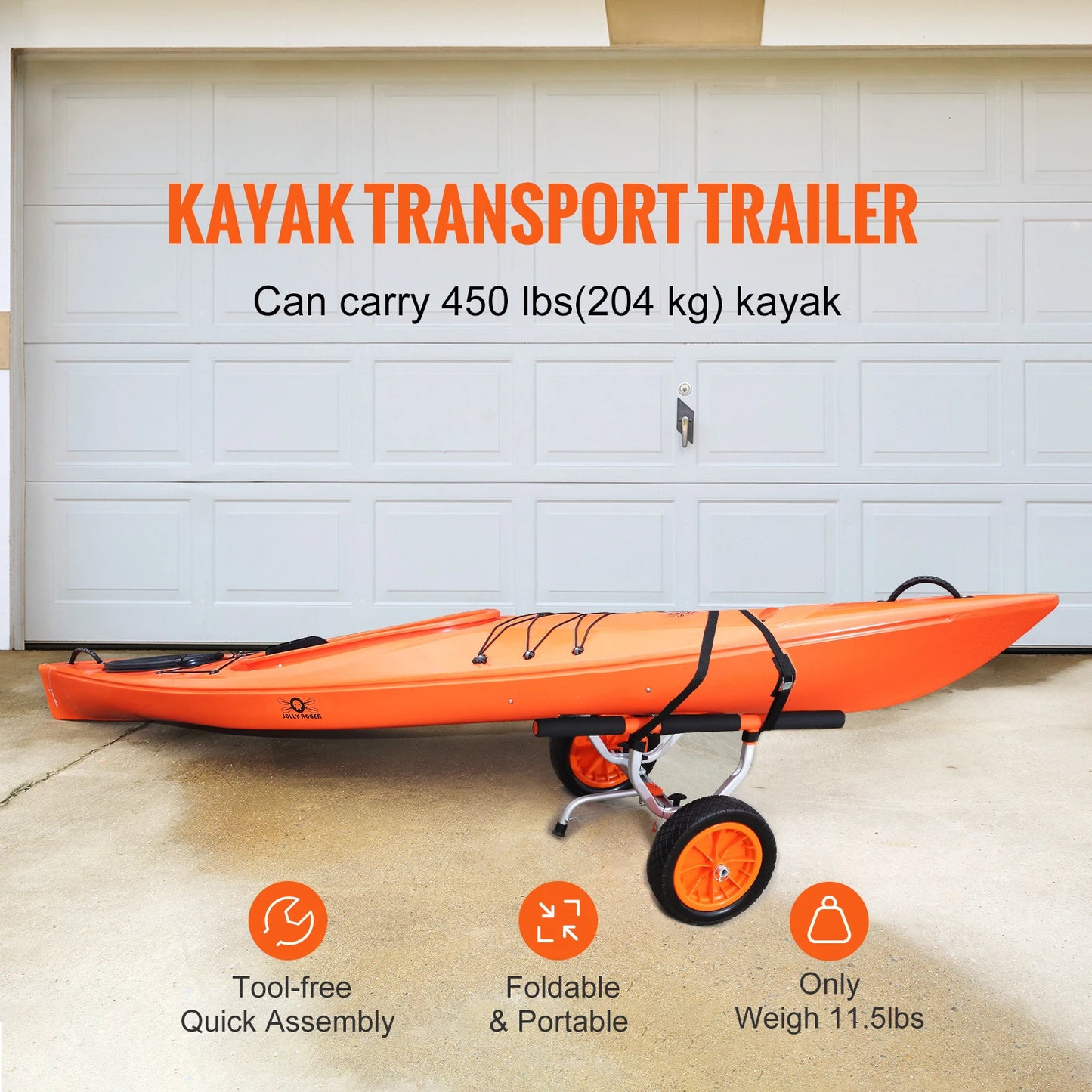 SucceBuy Kayak Cart 450lbs Detachable Canoe Trolley