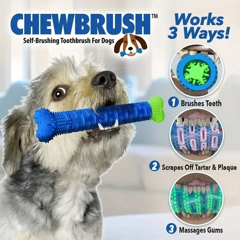 Dog Tooth Cleaning Chew Toy, Rubber Dental Massager & Grinding Stick for Teeth Cleaning, Pet Oral Health & Chewing
