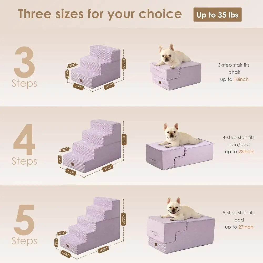 5-Step Dog Stairs for Bed and Sofa Non-Slip Indoor Use