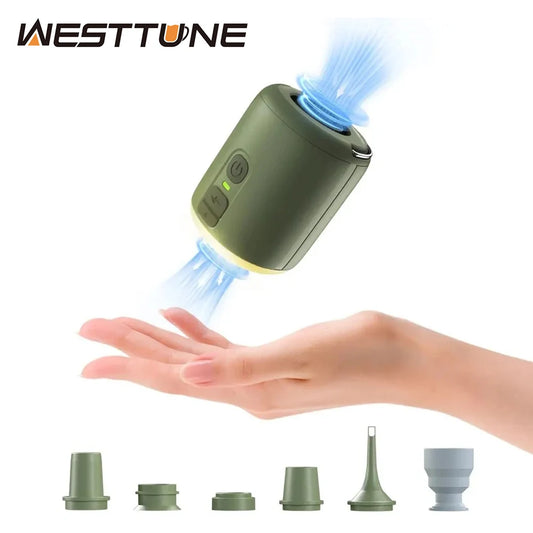 WESTTUNE Portable Air Pump With Camping Lantern For Inflatable Mats