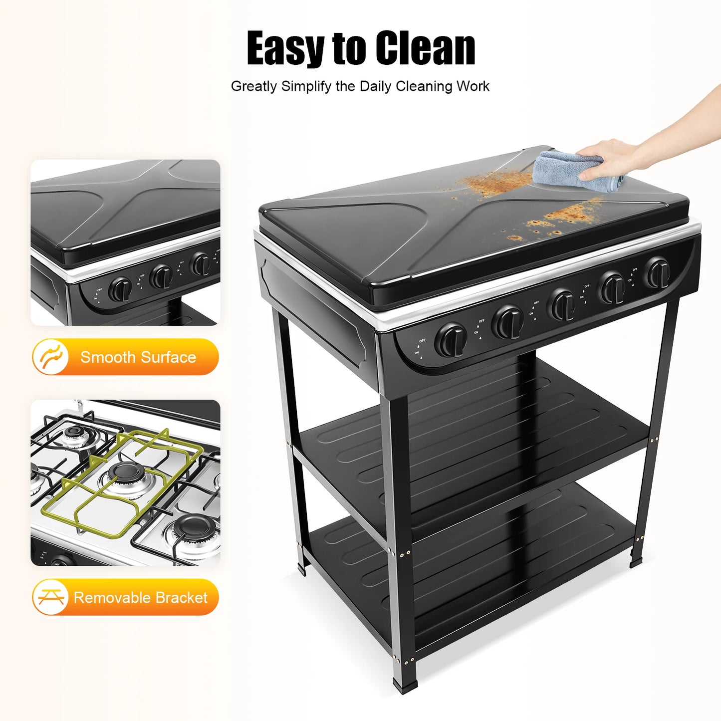Natural Gas 5-Burner Outdoor Stove With Manual Ignition