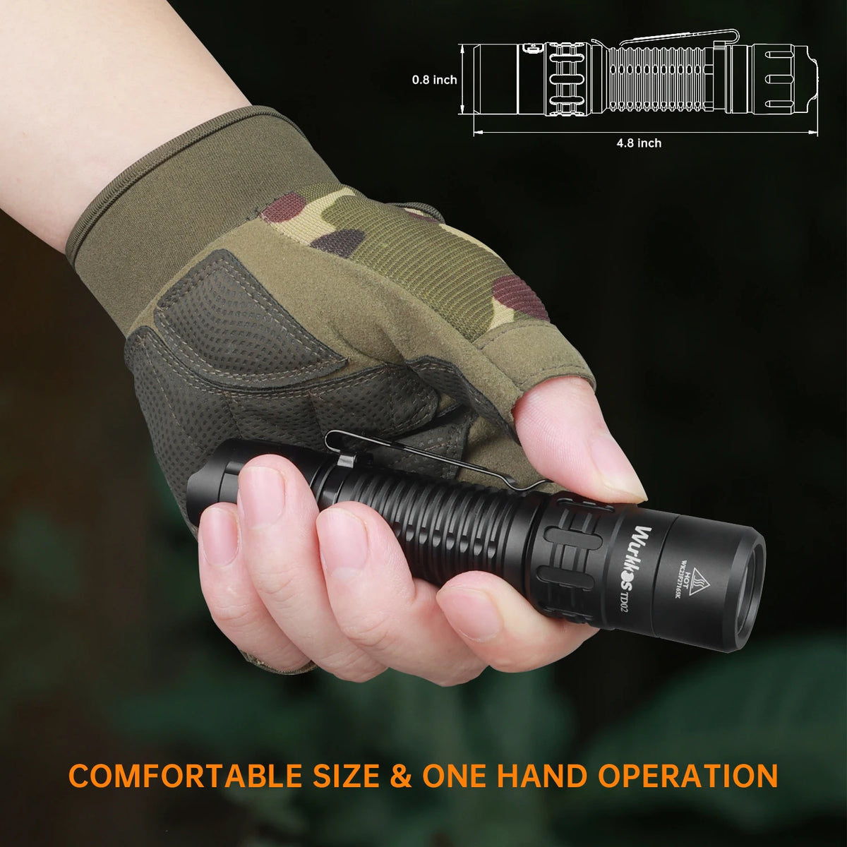 Wurkkos TD02 Tactical Flashlight 2000 Lumens Rechargeable 18650 Laser Pointer