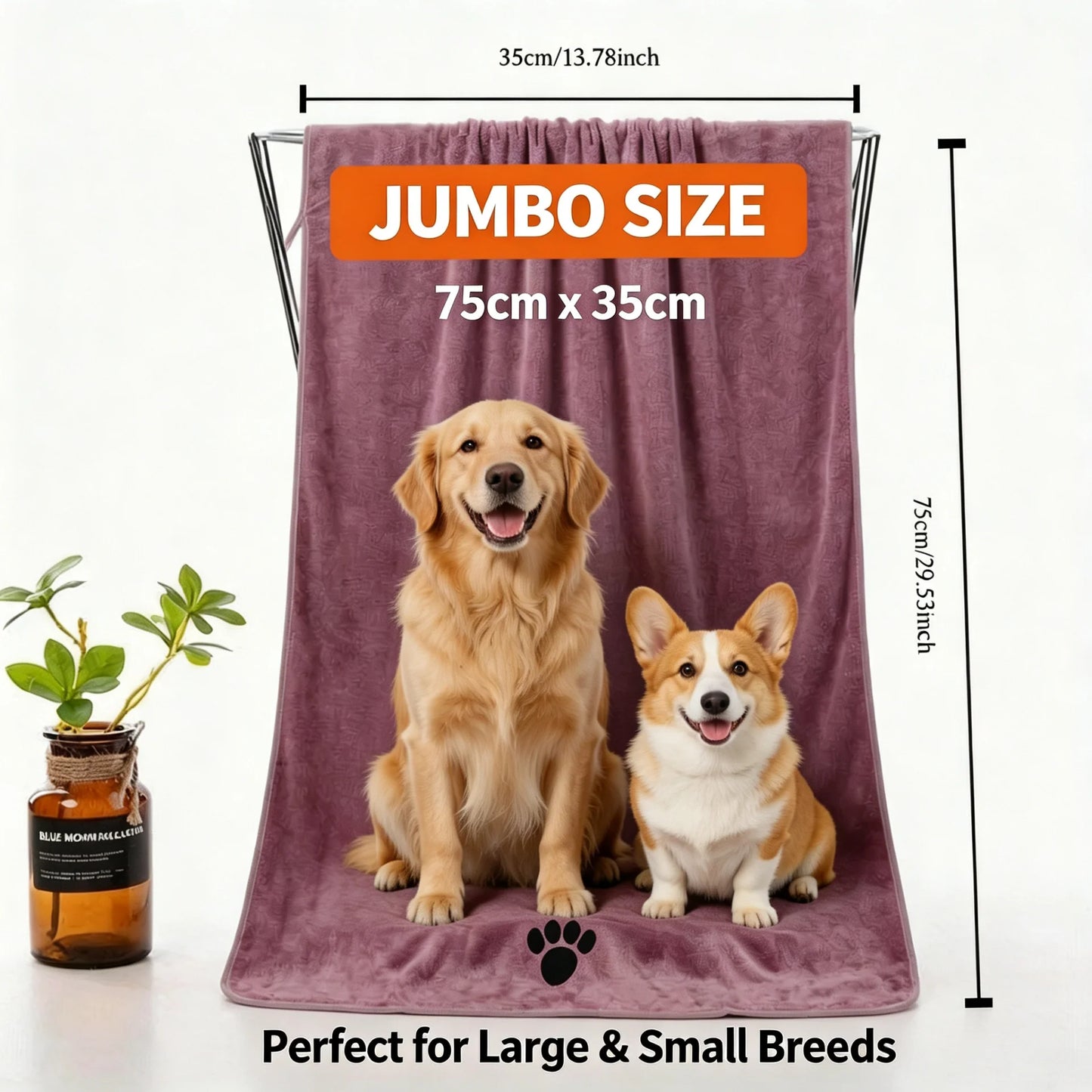 Pet Bath Towel Microfiber Super Absorbent Quick Dry Dogs Cats