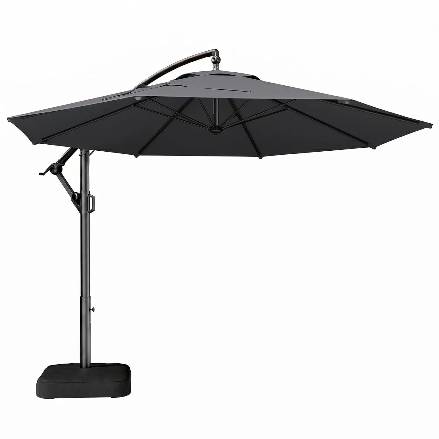 10ft Cantilever Patio Umbrella with Base Included, 30 MPH Wind-Resistant Offset Outdoor Hanging Umbrella with 45, Customized