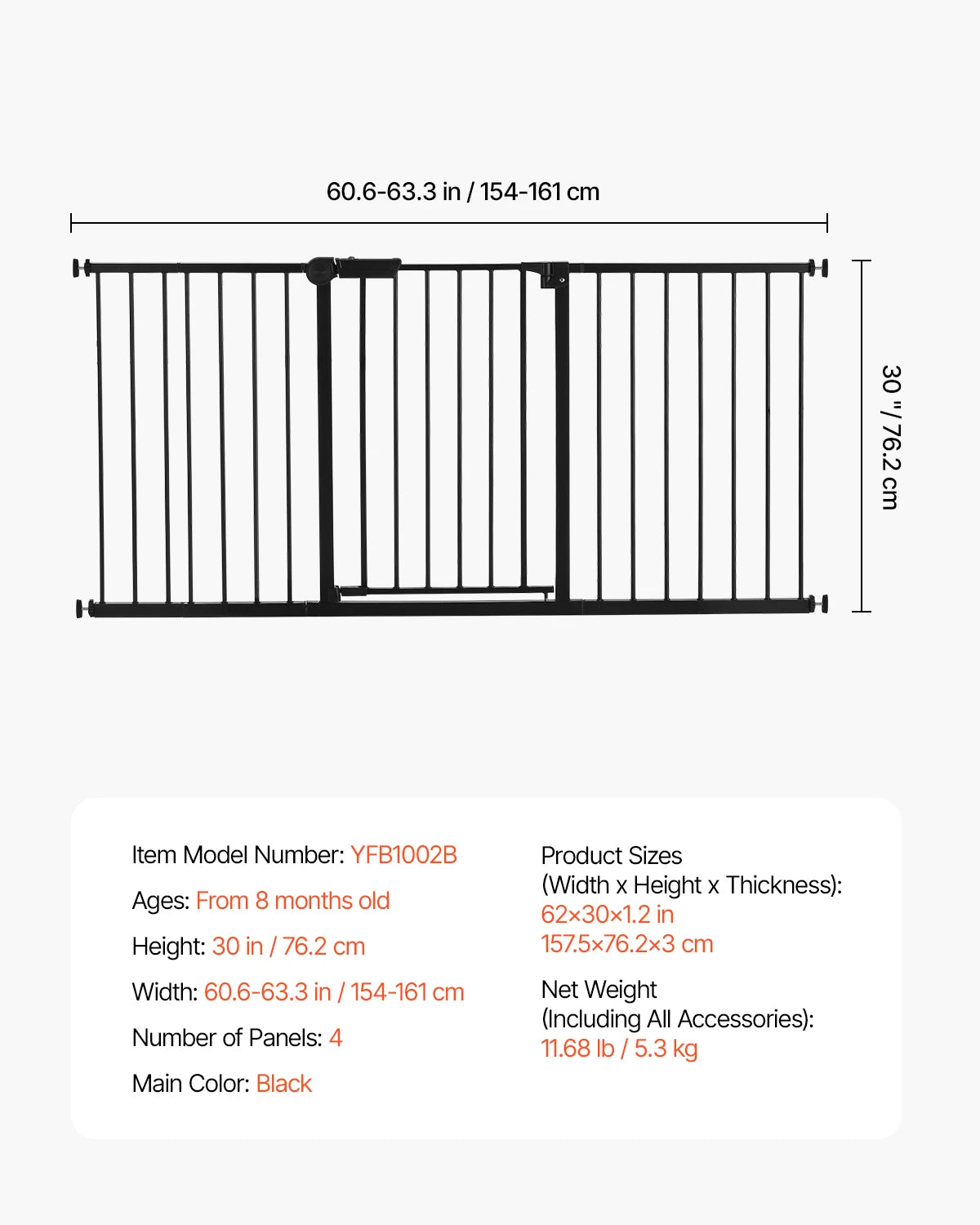 SucceBuy Baby Gate With Pressure Mount Walk Through
