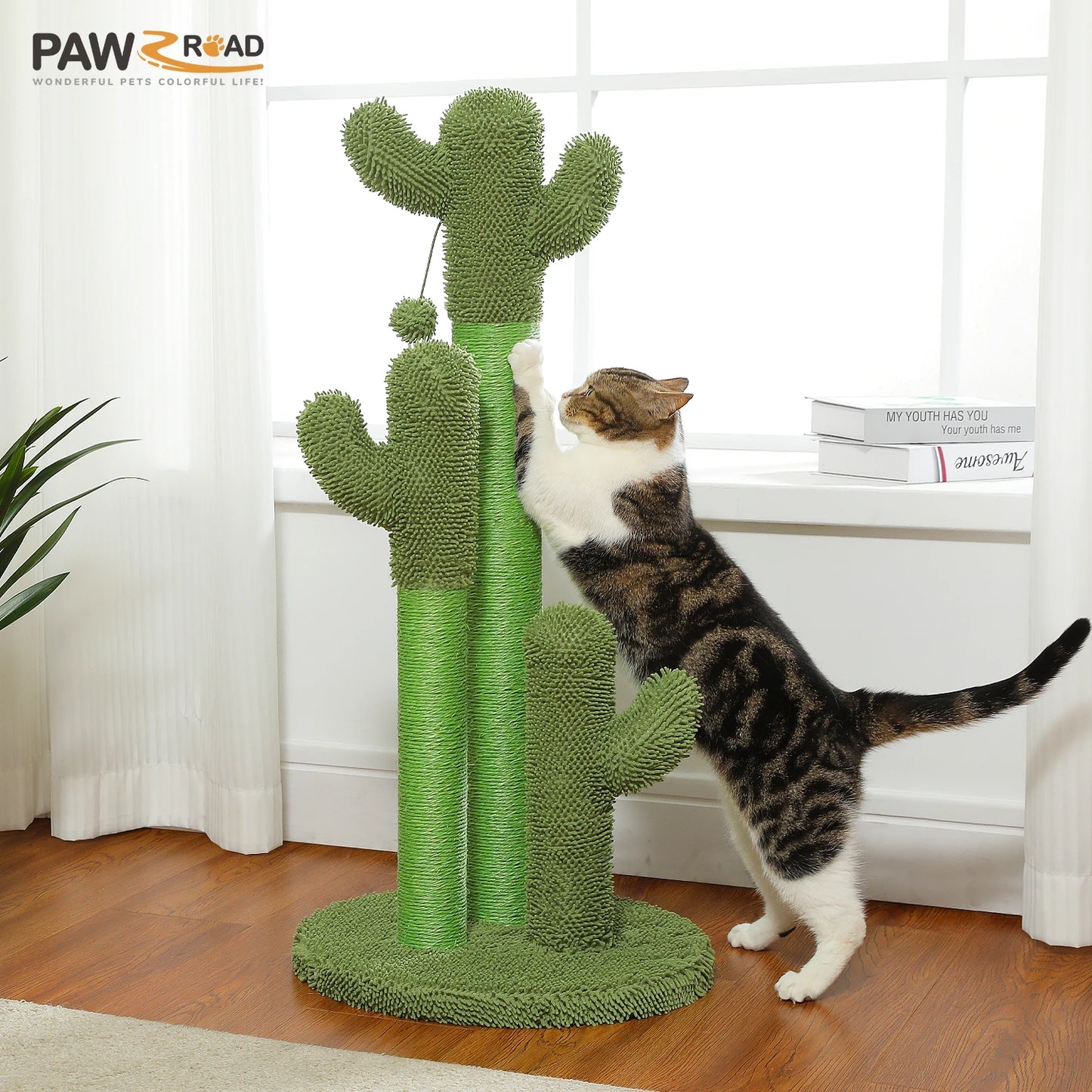PEQULTI Cactus Cat Tree Indoor Cat Tower With Condo Hammock