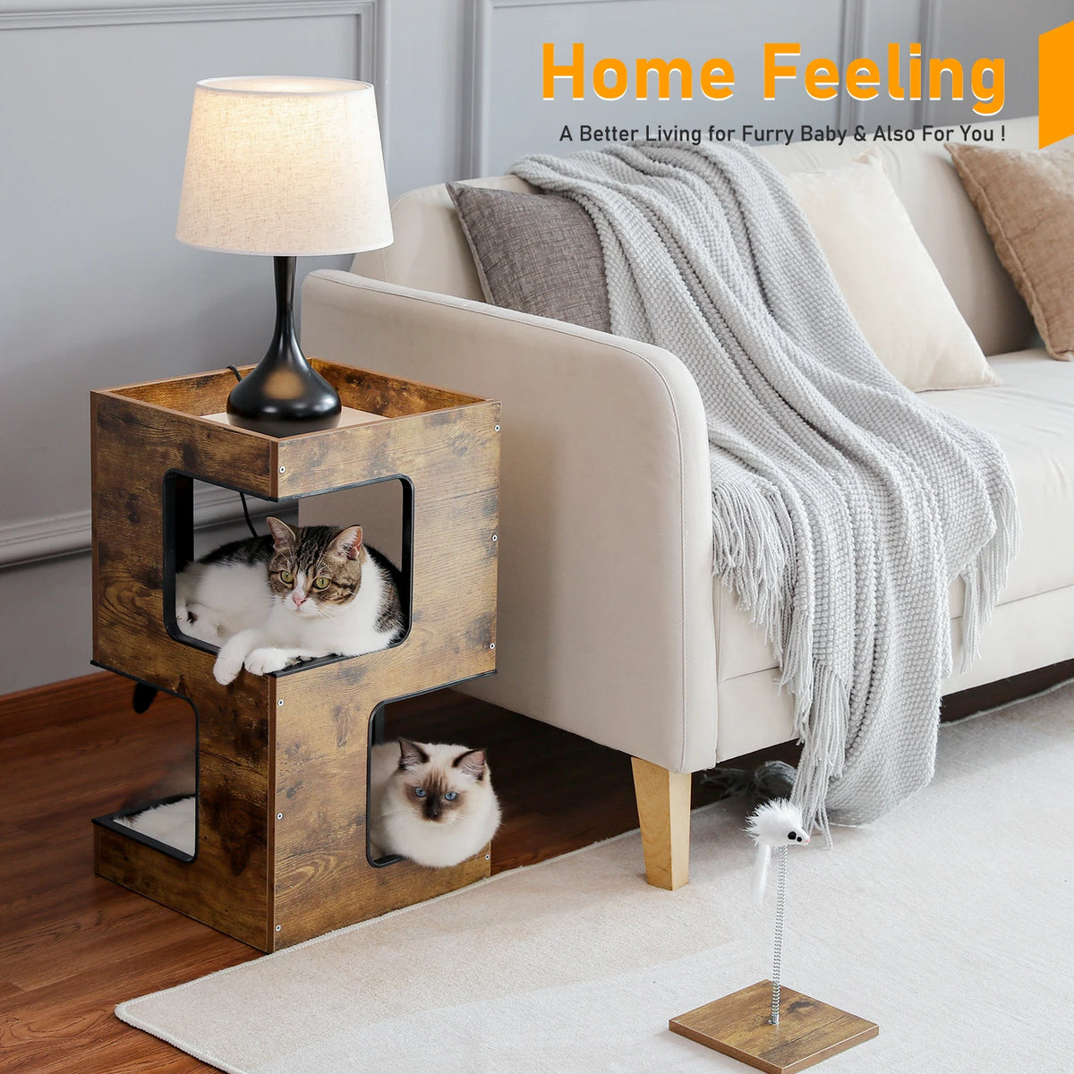PAWZ Road Wooden Cat Condo With Comfortable Scratching Platform