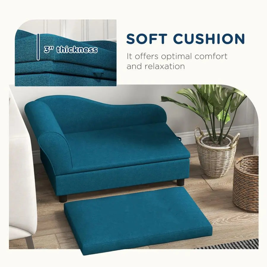 Pet Sofa Bed For Small Dogs With Hidden Storage Cushion