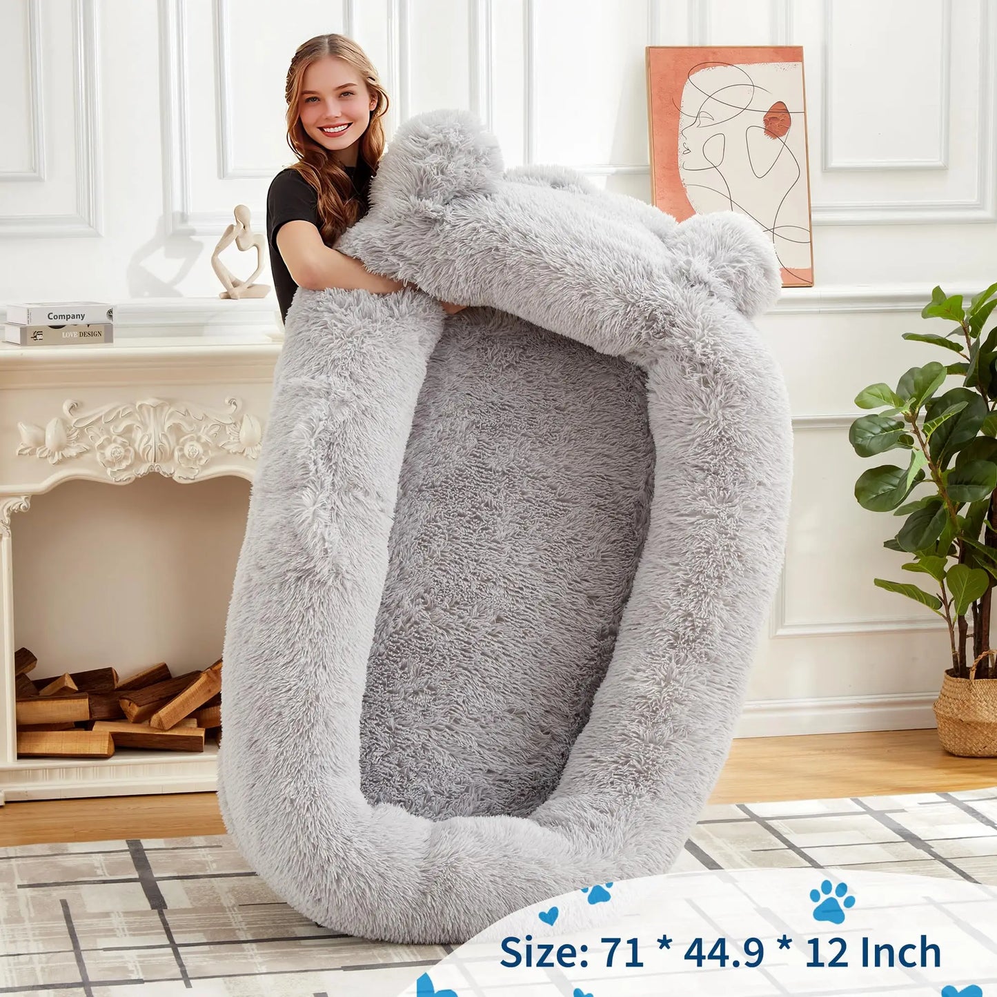 HiMISSCN Dog Bed For Adults And Pets With Removable Washable Cover And Blanket