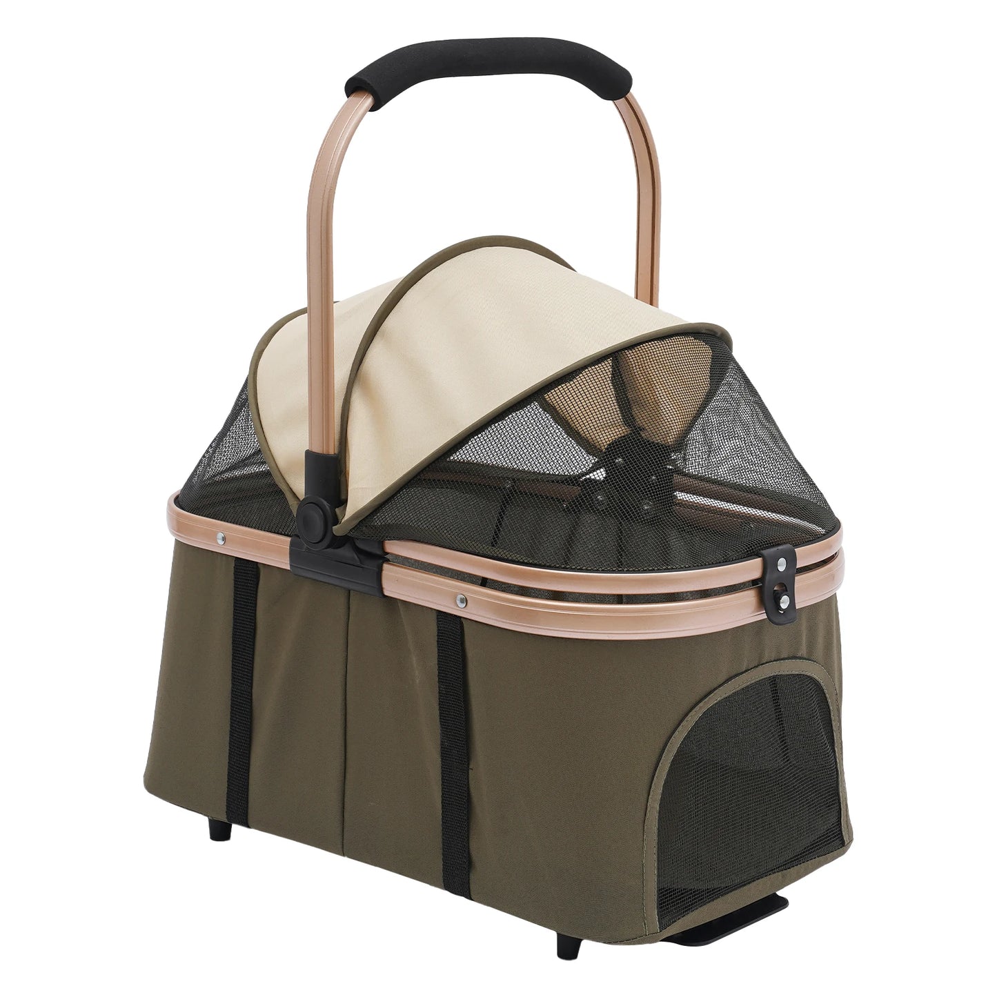 2-Tier Foldable Pet Stroller Up To 77 Lbs For Cats