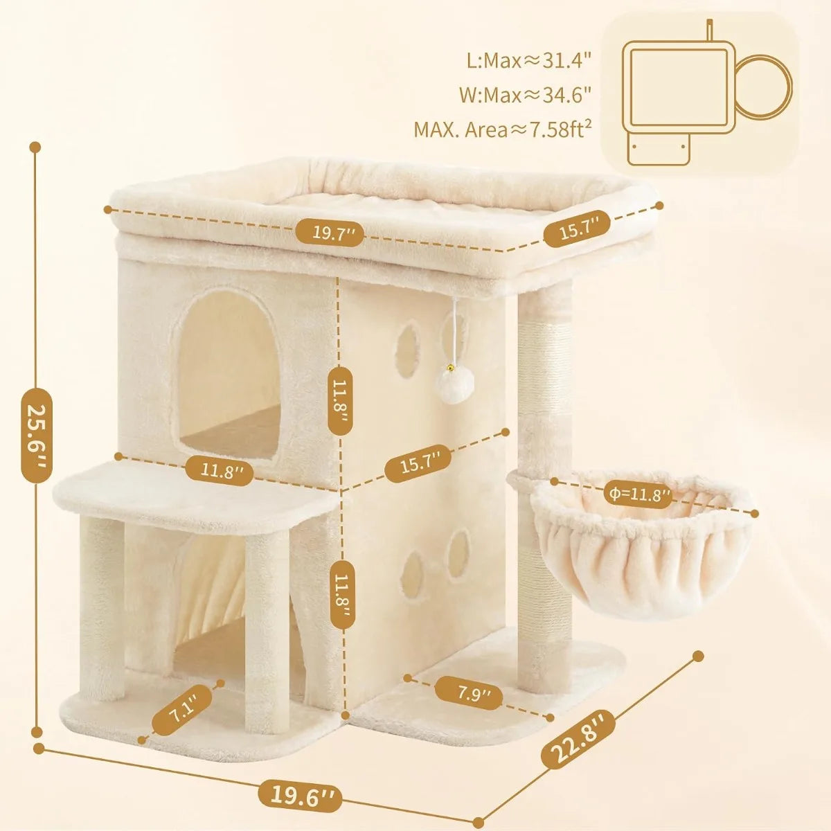 NBVCX Cat Tree With Large Perch And Dual Condos Indoor