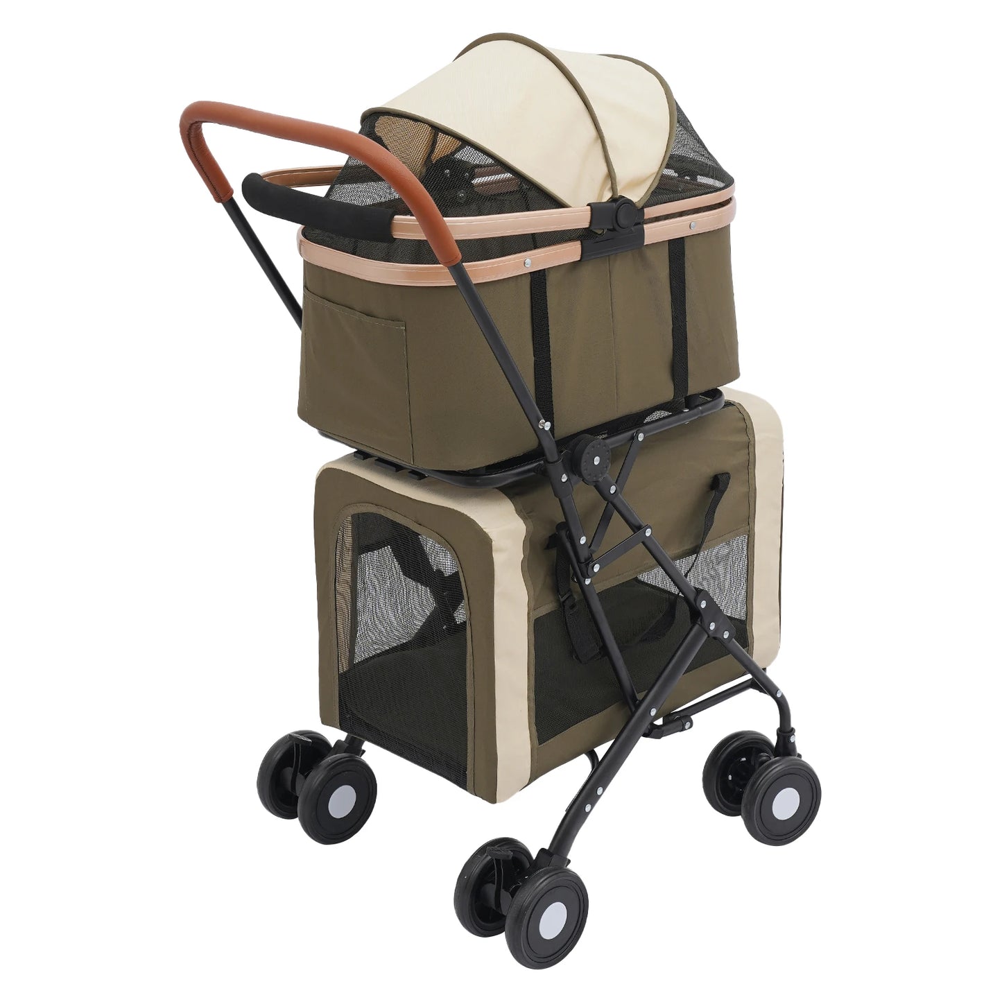 2-Tier Foldable Pet Stroller Up To 77 Lbs For Cats