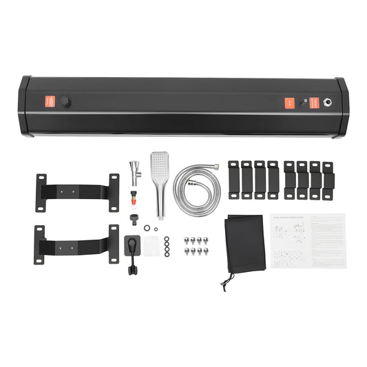 Portable Camping Water Tank With Roof Rack Shower Setup