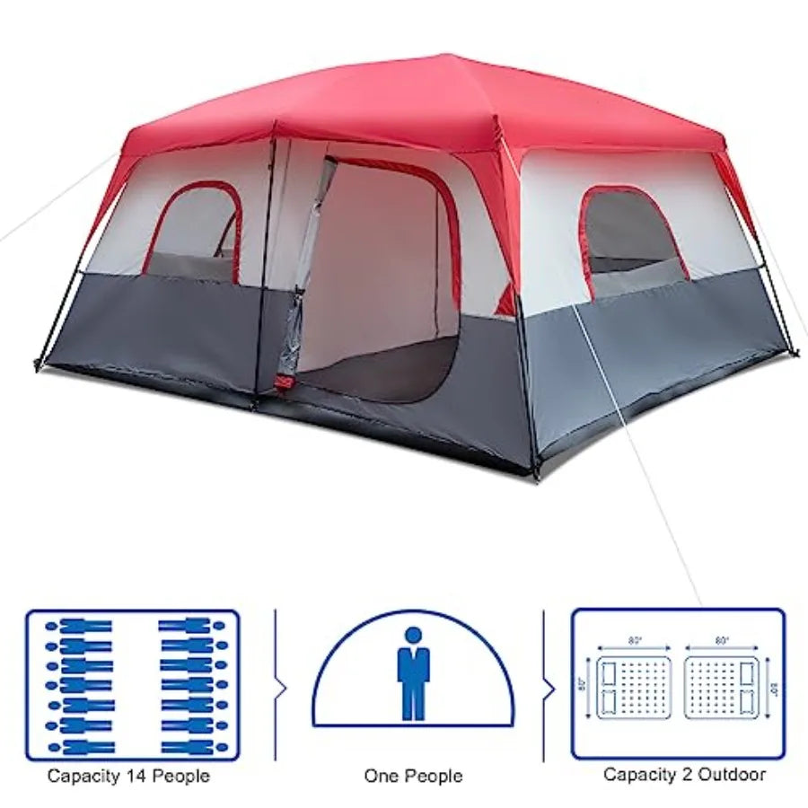 14 Person Canvas Family Tent For Car Camping Adventures