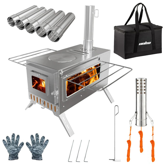 Portable Wood Burning Stove With Stainless Chimney Pipes