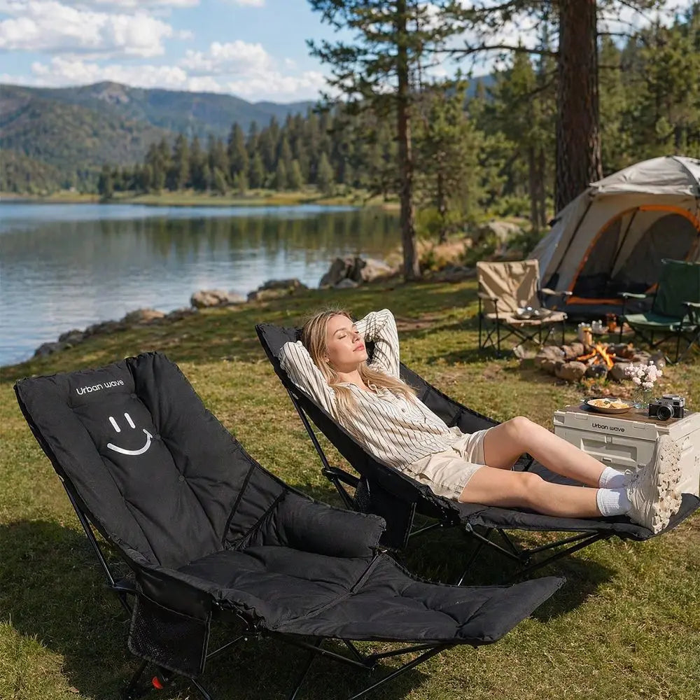 2-In-1 Reclining Camping Chair With Footrest For Adults