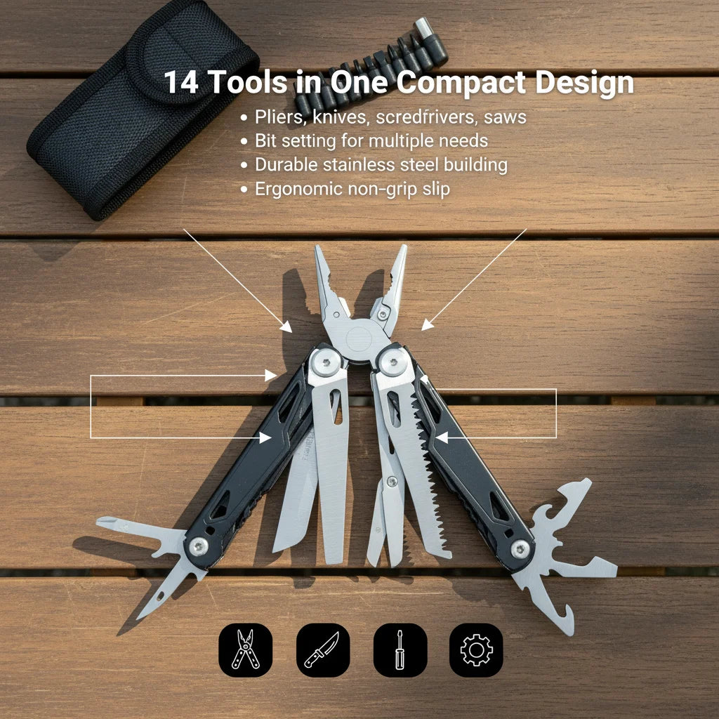 27 In 1 Multitool Pliers Stainless Steel Survival Tool Camping Fishing Hiking