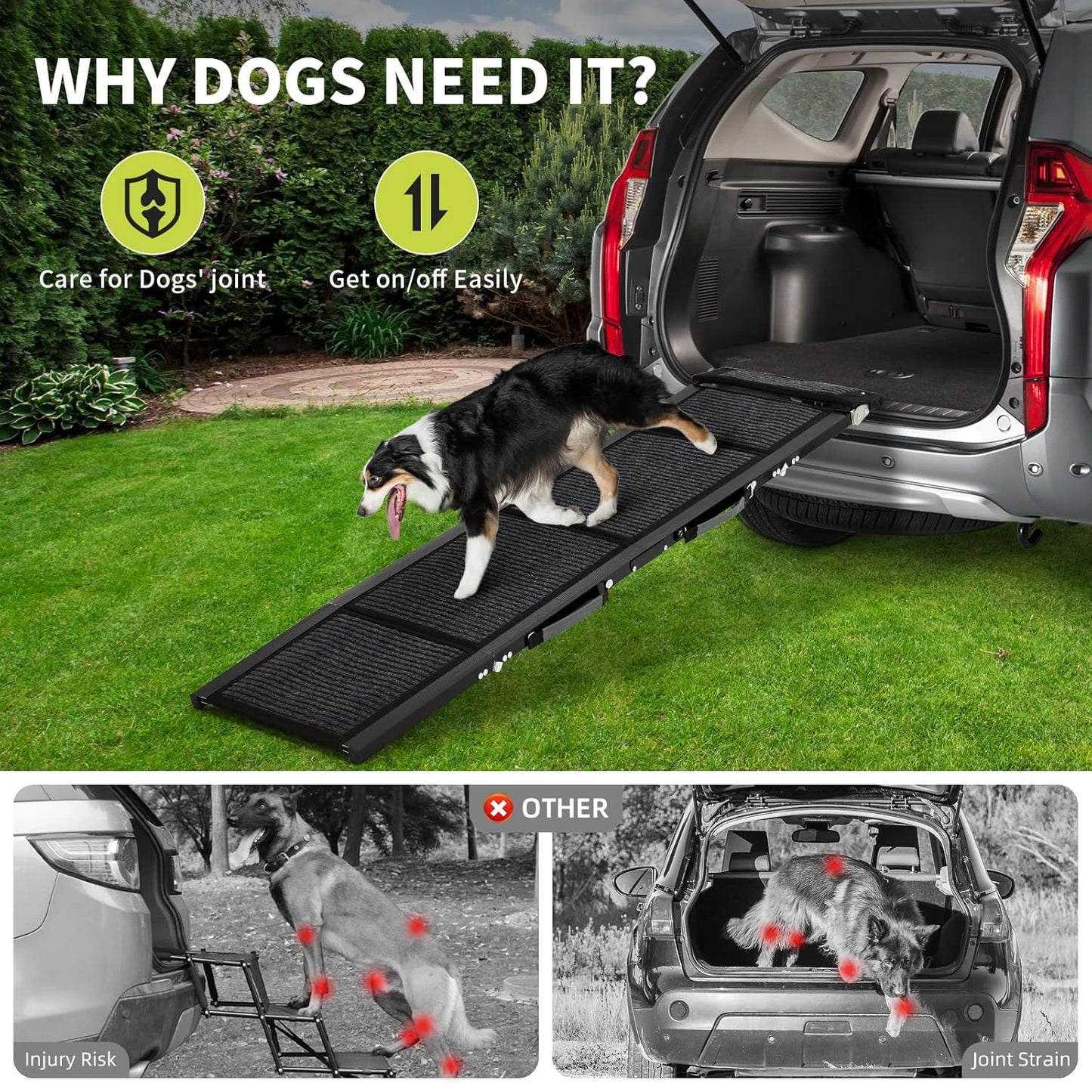 HiMISS Upgraded Folding Dog Ramp for Cars