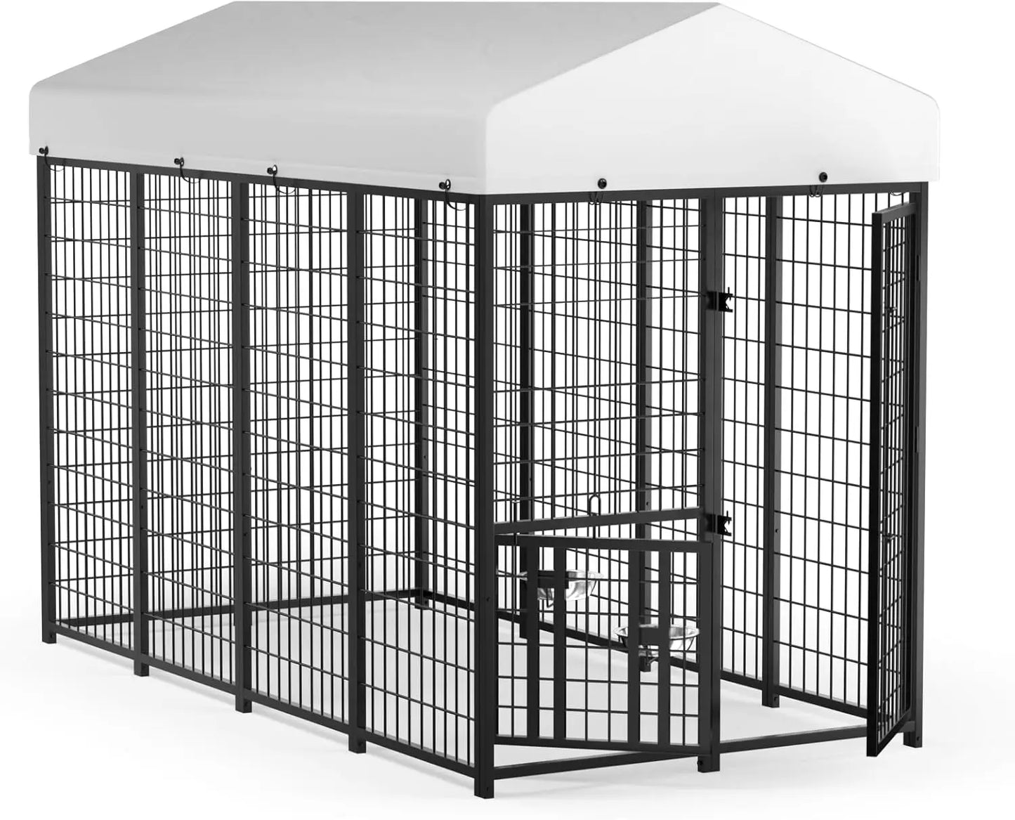 Outdoor Dog Kennel With Roof Heavy Duty Steel Enclosure Waterproof