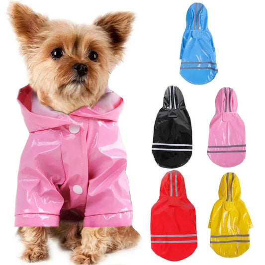 PU Waterproof Reflective Hoody Raincoat For Dogs And Cats