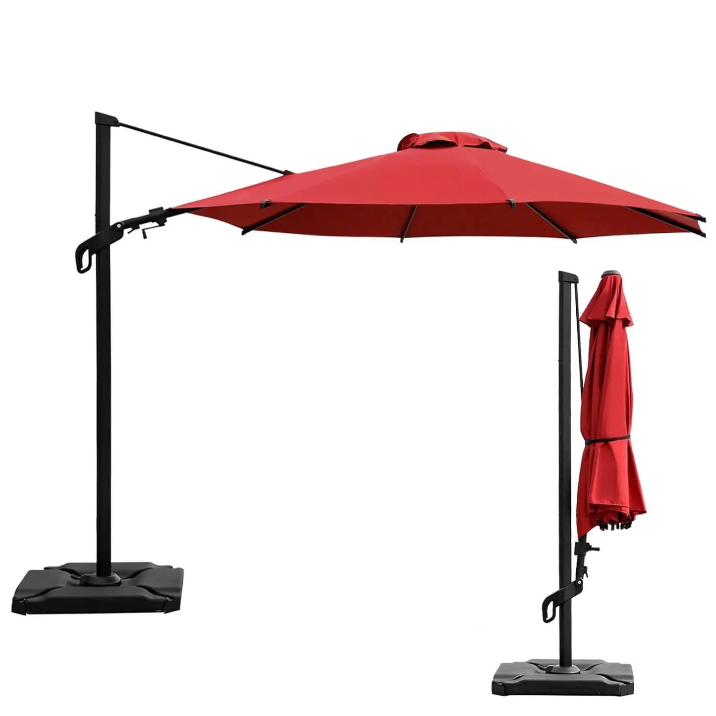 10FT Offset Cantilever Umbrella with 360° Rotation & Tilt UV 50+ 8 Ribs for Backyard Garden Deck Pool, Custom