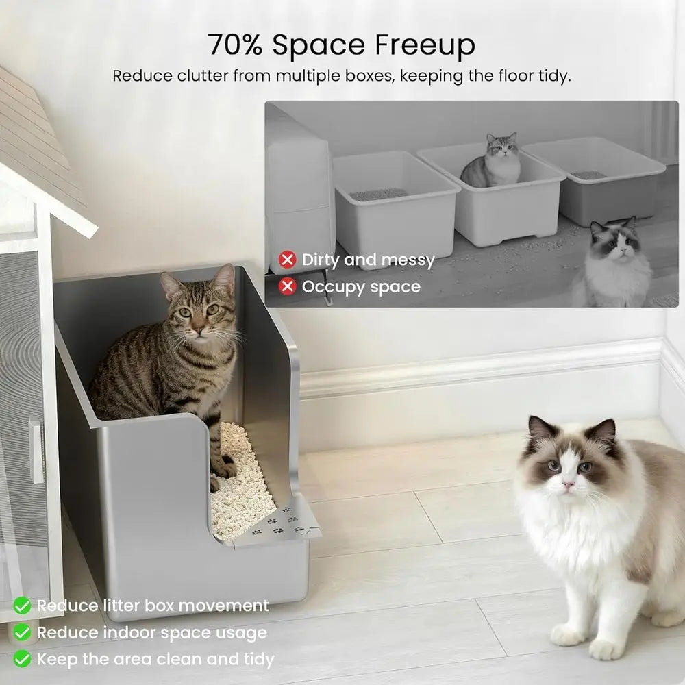 Stainless Steel Litter Box With Wheels