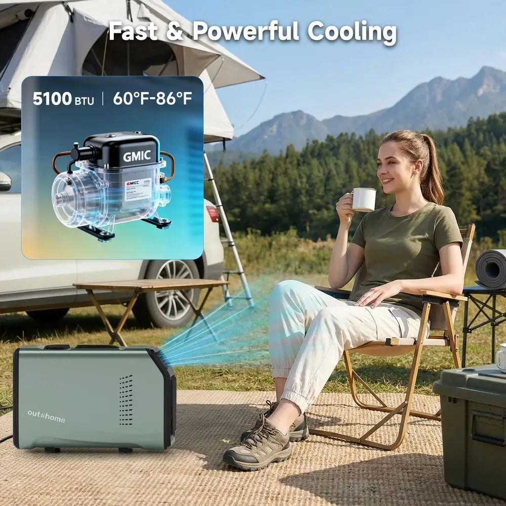 Camping AC Unit, 5100 BTU Portable Air Conditioner for Camping and Tents, 110V Quiet 4in1 Outdoor Tent AC Cooling System with F